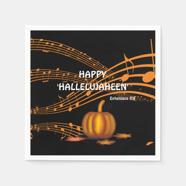 Christian Halloween HALLELUJAHEEN | Pumpkin Paper Napkin (Front)
