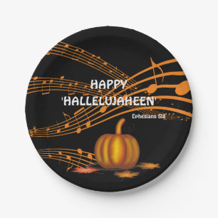 Christian Halloween HALLELUJAHEEN Pumpkin Paper Plate