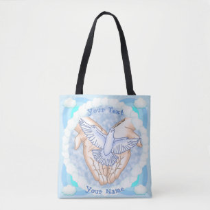 Christian Hands Dove  Tote Bag