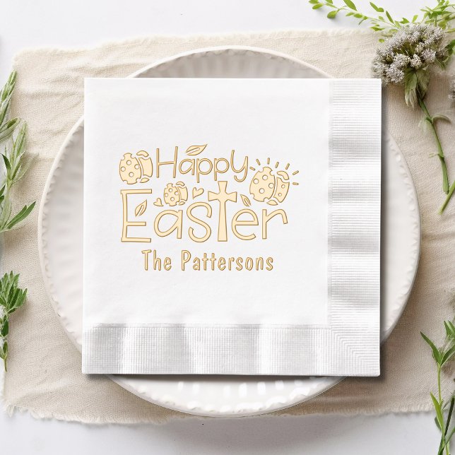 Christian Happy Easter Religious Personalised Name Foil Napkins (Creator Uploaded)