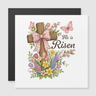 Christian- He is Risen Floral Cross Religious