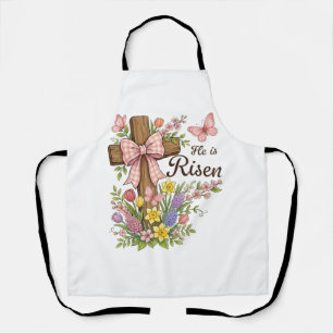 Christian- He is Risen Floral Cross Religious East Apron
