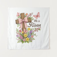 Christian- He is Risen Floral Cross Religious