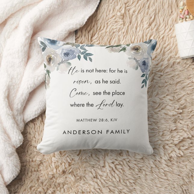 Christian He is Risen Floral Custom Family Name Cushion (Blanket)