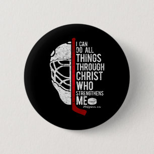 Christian Hockey Bible Verse Philippians Religious 6 Cm Round Badge