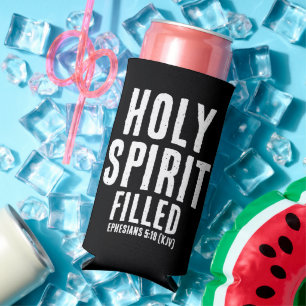 Christian "HOLY SPIRIT Filled" Black and White Seltzer Can Cooler