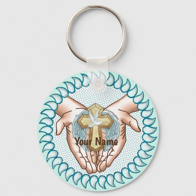 Christian Holy Spirit Hands   Key Ring (Front)