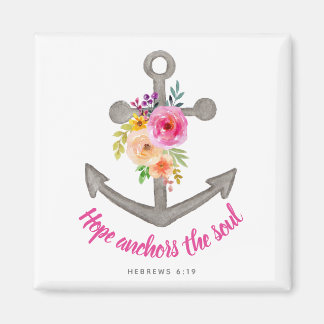 Christian Hope Anchors the Soul Verse Floral Magnet