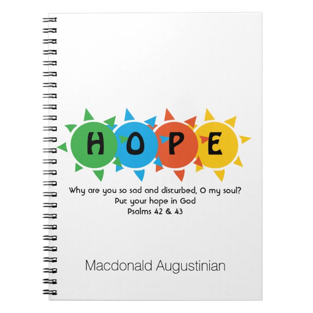 Christian HOPE IN GOD Suicide Prevention CUSTOM Notebook (Front)