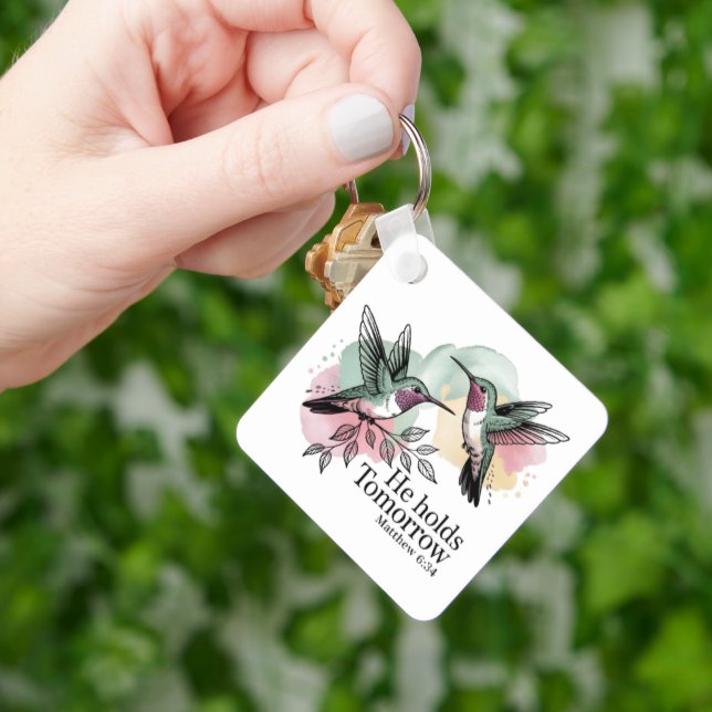 Christian Hummingbird Bible Verse Keychain (Hand)