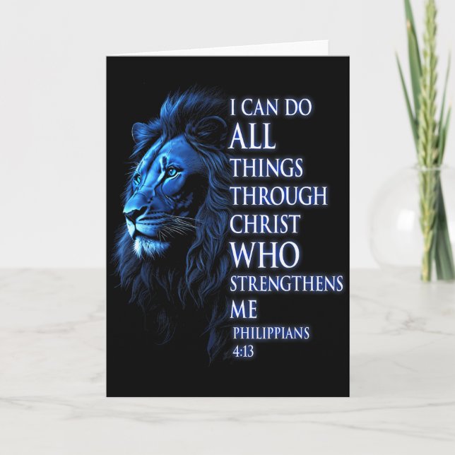 Christian I Can Do All Things Through Christ Lion  Card (Front)