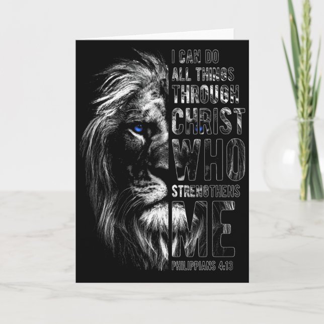 Christian I Can Do All Things Through Christ Lion  Card (Front)
