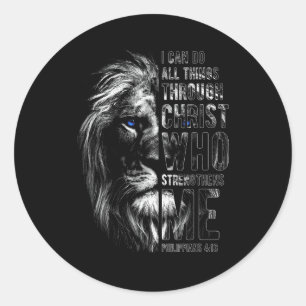 Christian I Can Do All Things Through Christ Lion  Classic Round Sticker