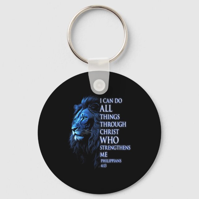 Christian I Can Do All Things Through Christ Lion  Key Ring (Front)