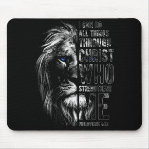 Christian I Can Do All Things Through Christ Lion Mouse Pad