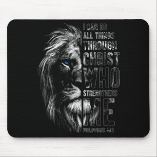 Christian I Can Do All Things Through Christ Lion Mouse Pad