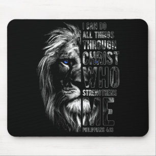 Christian I Can Do All Things Through Christ Lion  Mouse Pad