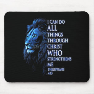 Christian I Can Do All Things Through Christ Lion Mouse Pad