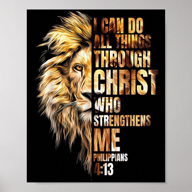 Christian I Can Do All Things Through Christ Lion  Poster (Front)