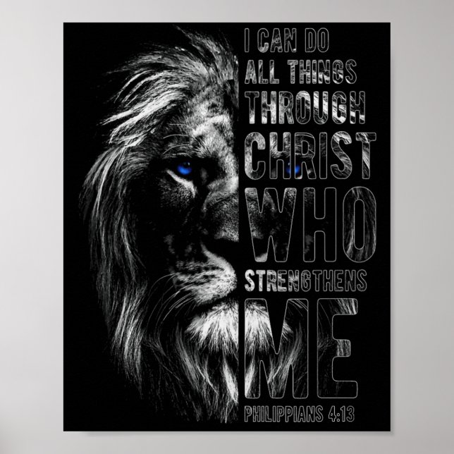Christian I Can Do All Things Through Christ Lion  Poster (Front)