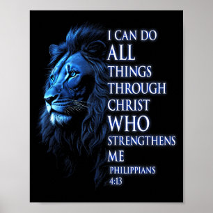 Christian I Can Do All Things Through Christ Lion Poster