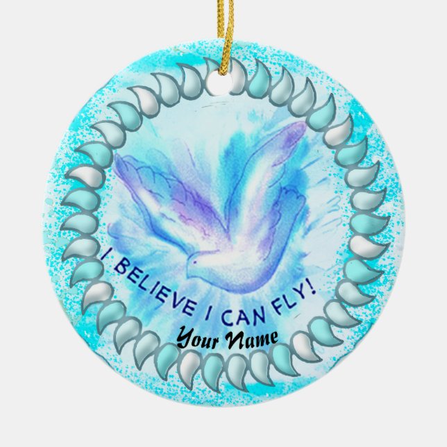 Christian I Can Fly    Ceramic Tree Decoration (Front)