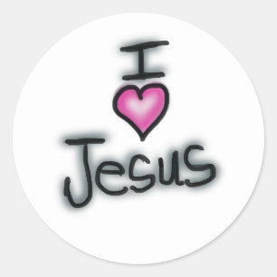 Christian ‘I Love Jesus’ Pink Heart  Classic Round Sticker