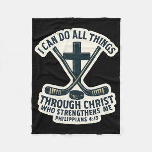 Christian Ice Hockey Bible Verse Quote Philippians Fleece Blanket