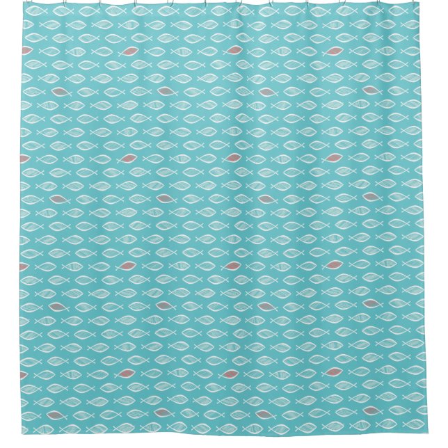 Christian Ichthys Jesus Fish Symbol Aqua Shower Curtain (Front)