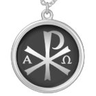 Christian Icon Labarum with Alpha and Omega