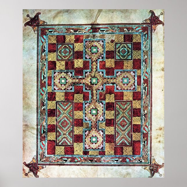 Christian Illustrated Manuscript Cross Carpet Page Poster (Front)