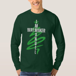 Christian IMMANUEL WAY MAKER Jesus Christmas Tree T-Shirt