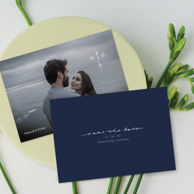 Christian Initials Cross Hand Lettered Photo Save The Date (Creator Uploaded)