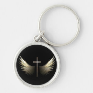 Christian Inspiration Holy Spirit Wings with Cross Key Ring