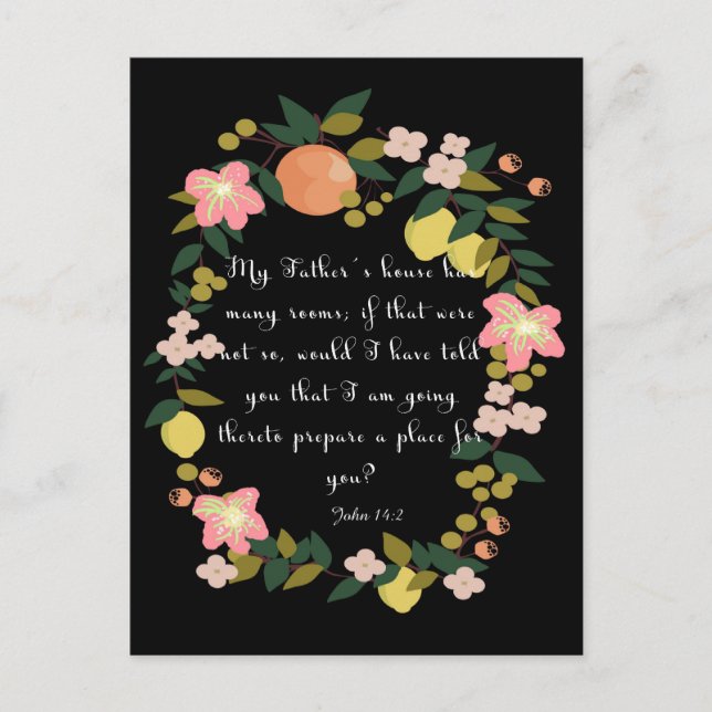 Christian inspirational Art - John 14:2 Postcard (Front)