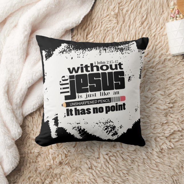 Christian Inspirational Black White Faith Quote Cushion (Blanket)