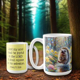 Christian Inspirational Psalms Whimsical Hedgehog Coffee Mug