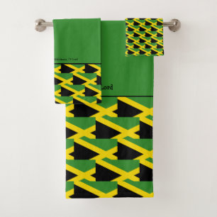 Christian JAMAICAN FLAG Pattern Personalised Bath Towel Set