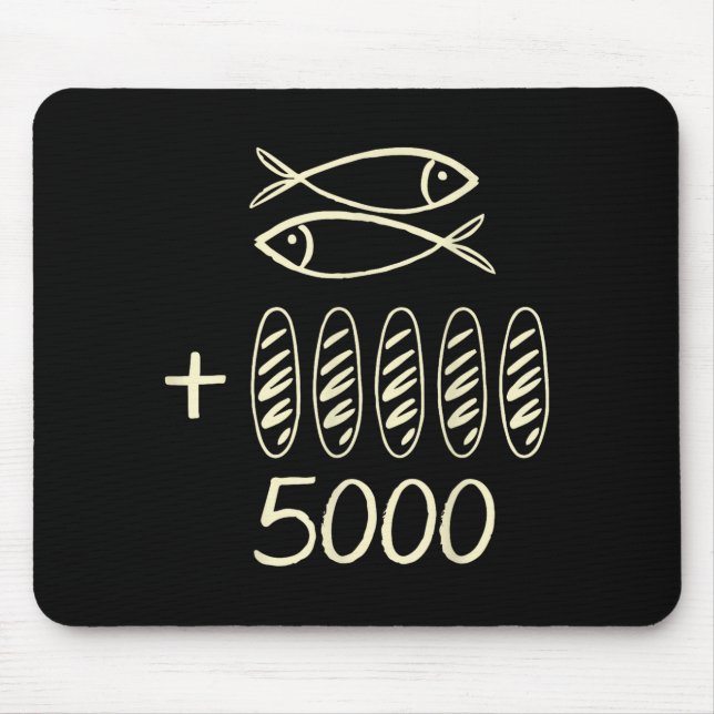 Christian jesus 2 fishes 5 breads feeds 5000 men mouse pad (Front)