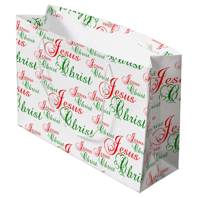Christian JESUS CHRIST Christmas Large Gift Bag (Back Angled)