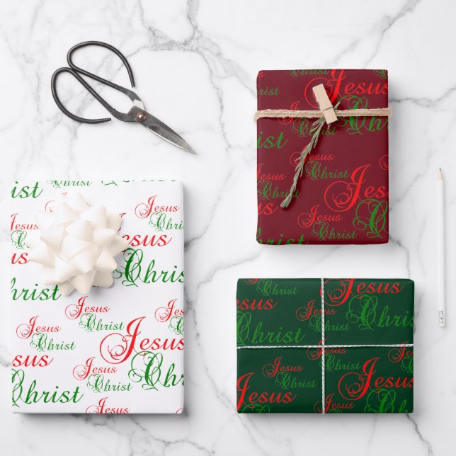 Christian JESUS CHRIST Christmas Wrapping Paper Sheet (Front)