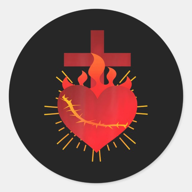 Christian Jesus Christ Sacred Heart Of Jesus Classic Round Sticker (Front)