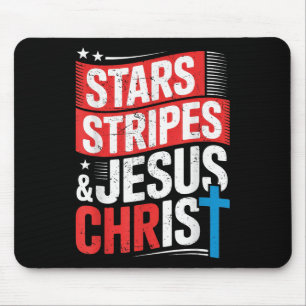 Christian Jesus Christ Stars Stripes 4th Of July U Mouse Pad