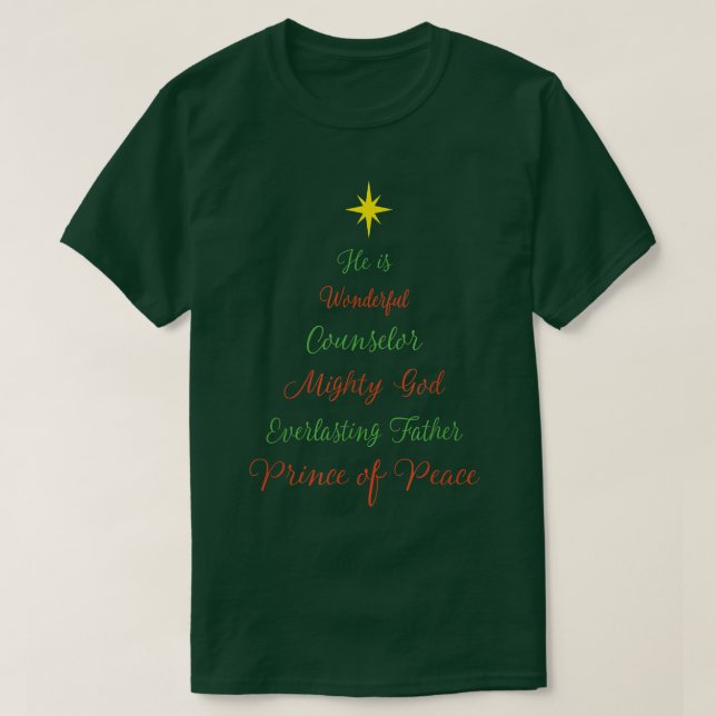 Christian Jesus Christmas Tree Scripture Isaiah Bi T-Shirt (Design Front)
