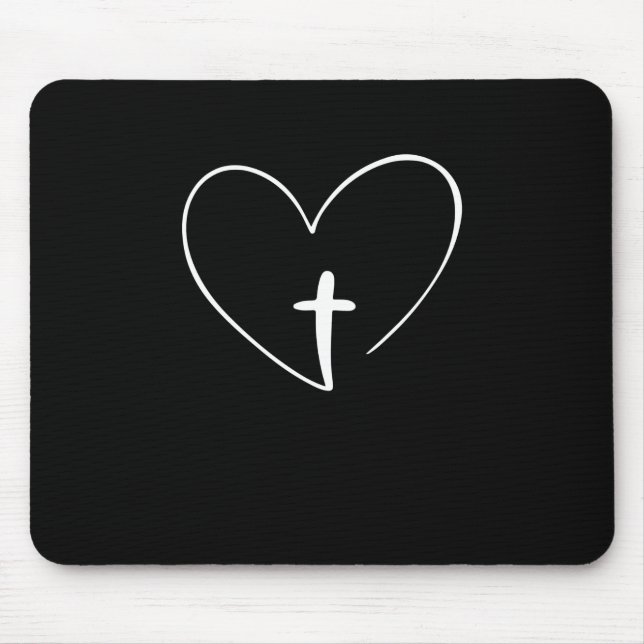 Christian - Jesus Cross And Heart Mouse Pad (Front)