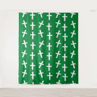 Christian Jesus cross green pattern