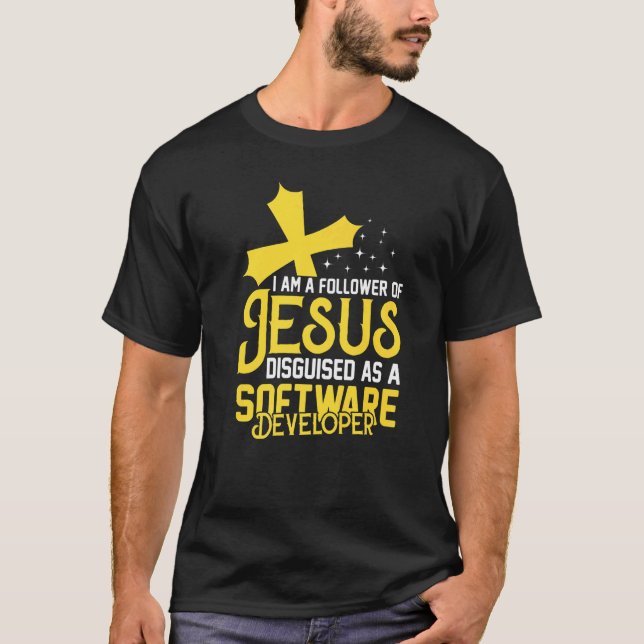 Christian Jesus Follower Software Developer Premiu T-Shirt (Front)