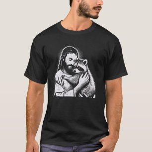 Christian Jesus Hugging Racoon Animal Lover Men W T-Shirt