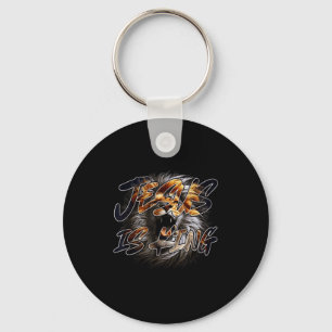 Christian Jesus Is King With Striking Lion Of Juda Key Ring