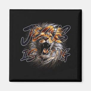 Christian Jesus Is King With Striking Lion Of Juda Magnet